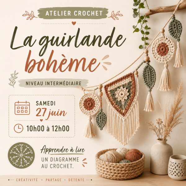 atelier crochet guirlande bohème