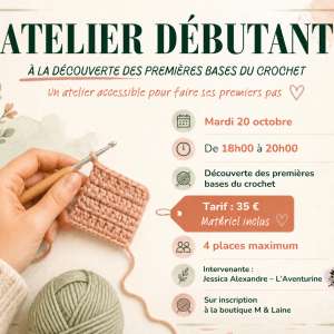 Atelier crochet débutant chez M&Laine à Sarrebourg