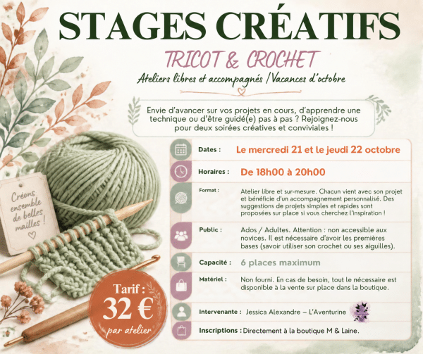 Atelier Tricot Crochet Octobre 2